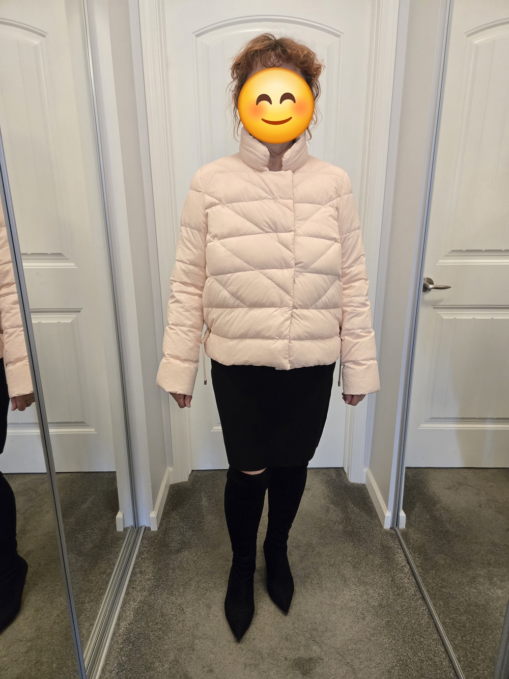 Marc Cain Pale Pink Short Quilted Down Puffer Jacket